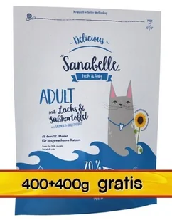 Sanabelle Adult Łosoś + Bataty 400+400g gratis MS_15362 - Mokra karma dla kotów - miniaturka - grafika 1