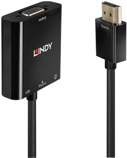 Lindy konwerter HDMI-VGA, 0,1 m, Czarny czarny - Złącza, przejściówki, adaptery - miniaturka - grafika 2