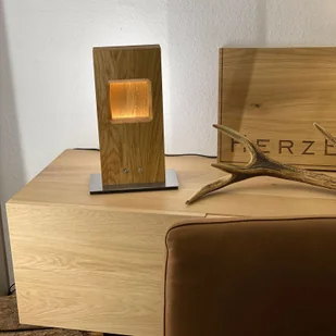 HERZBLUT HerzBlut Pan lampa stołowa LED, dąb, ściemniana - Lampy stojące - miniaturka - grafika 2