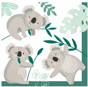 Amscan Serwetki urodzinowe Koala - 33 cm - 16 szt. 512717 - Dekoracje i nakrycia stołu na imprezę - miniaturka - grafika 1
