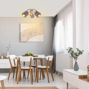 Näve Lampa sufitowa Maron 3-pkt. tkanina, brązowa/złota - Lampy sufitowe - miniaturka - grafika 1
