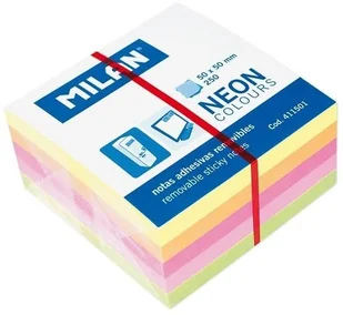 MILAN Karteczki samoprzylepne kostka neon 50 x 50 mm - Szkolne artykuły papiernicze - miniaturka - grafika 2