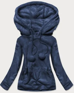 J.STYLE PLUSZOWA DAMSKA BLUZA GRANATOWA (HH033) - J.STYLE - Bluzy damskie - miniaturka - grafika 1