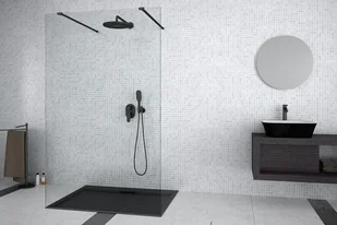 Besco Aveo due black kabina Walk-in 140 ADB-140-195C - Kabiny prysznicowe - miniaturka - grafika 1