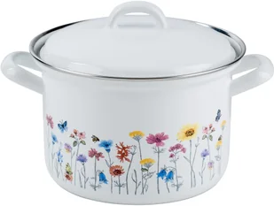 Riess Garnek emaliowany niski biały w kwiaty Flora 2 l - Garnki - miniaturka - grafika 2