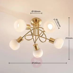 Lampenwelt COM Lampa sufitowa LED ELAINA, mosiężna, 5-pkt. - Lampy sufitowe - miniaturka - grafika 3