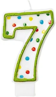 Amscan Świeczka na tort "7", kropeczki, 8 cm INT176007 - Urodziny dla dorosłych - miniaturka - grafika 1
