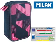 Piórniki - MILAN piórnik 3-poziomowy z wyposażeniem, Knit, różowy - miniaturka - grafika 1