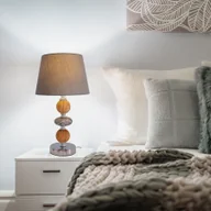 Lampy stojące - Näve Lampa stołowa Araga, szara/chrom/kolory drewna - miniaturka - grafika 1
