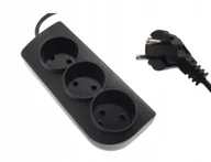 Listwy zasilające - Przedłużacz Elektryczny 3 Gniazda 1,5M Czarny 4097 - miniaturka - grafika 1