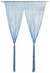 vidaXL Zasłona z makramy, niebieska, 140 x 240 cm, bawełna - Zasłony - miniaturka - grafika 1