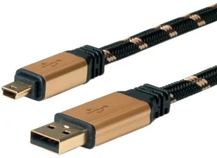 Roline Kabel USB miniUSB USB-A 3m Czarno-złoty 11888823 - Kable USB - miniaturka - grafika 1