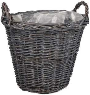 Kosz wiklinowy z uchwytami szary śr 30 cm wys 27 cm) - Kosze wiklinowe - miniaturka - grafika 1