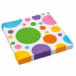 Amscan Serwetki kropki tęcza 33x33cm 20 szt. 9900144 - Dekoracje i nakrycia stołu na imprezę - miniaturka - grafika 1