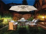 Parasole ogrodowe - Beliani Parasol ogrodowy LED 285 cm beżowy CORVAL - miniaturka - grafika 1
