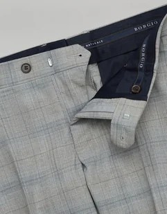Borgio Eleganckie spodnie segrate szary slim fit - Spodnie męskie - miniaturka - grafika 1