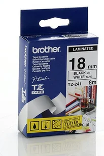 Brother Taśma biała z czarnym nadrukiem TZ241; 18 mm - Taśmy do drukarek barwiące - miniaturka - grafika 7