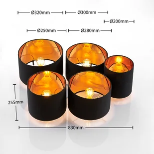 Lindby Laurenz lampa sufitowa 5-pkt. 83cm czarna - Lampy sufitowe - miniaturka - grafika 4
