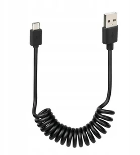 Kabel Przewód Usb Micro - Usb 1m Spiralny Czarny - Kable USB - miniaturka - grafika 1
