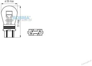 BOSMA 4377 ŻARÓWKA 12V 32/2CP PY27/7W S25q AMBER 4377 - Żarówki samochodowe - miniaturka - grafika 2