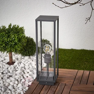 LAMPENWELT.COM Lampa cokołowa Annalea, szaro-grafitowa - Lampy ogrodowe - miniaturka - grafika 2