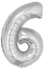 Go Balon foliowy cyfra 6 srebrna 35 cm FG-C35S6 - Balony i akcesoria - miniaturka - grafika 1