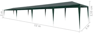 vidaXL Namiot imprezowy, 3 x 12 m, PE, zielony - Pawilony ogrodowe - miniaturka - grafika 13