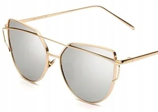 Okulary złote glam kocie oko metalowe damskie boho - Okulary przeciwsłoneczne - miniaturka - grafika 1