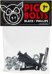 Pig WHEELS montażówki WHEELS BOLTS PHILLIPS Black - Akcesoria do skatingu - miniaturka - grafika 1