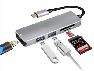 Hub Usb-c 3.1 konwerter 2x Usb 3.0 Hdmi czytnik Sd - Adaptery i przejściówki - miniaturka - grafika 6