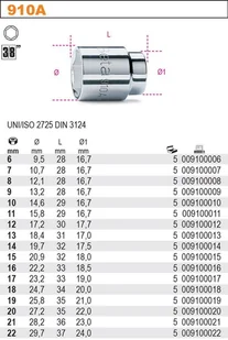 Beta NASADKA 3/8"" 10MM 910B/10 (910A/10) - Klucze i nasadki - miniaturka - grafika 2