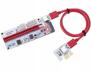 Riser 008S USB3.0 Pci-e 1x-16x zasilany 6PIN Sata - Kable komputerowe i do monitorów - miniaturka - grafika 1