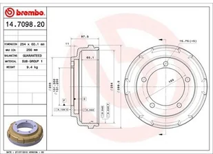 BREMBO Bęben hamulcowy 14.7098.20 - Bębny hamulcowe - miniaturka - grafika 1