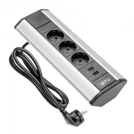 Przedłużacze i rozgałęźniki - GTV Przedłużacz biurkowy kątowy 3gn + USB AE-PBKT3S2U-80 - miniaturka - grafika 1