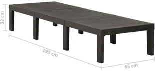 vidaXL Leżak plastikowy antracytowy 315827 - Leżaki ogrodowe - miniaturka - grafika 8