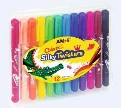 KW Trade Kredki Silky Twisters 12 sztuk - Przybory szkolne - miniaturka - grafika 2
