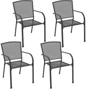 vidaXL Krzesła ogrodowe, 4 szt., z siatką, stal, antracytowe - Fotele i krzesła ogrodowe - miniaturka - grafika 1