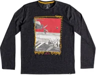 Koszulki dla chłopców - Quiksilver t-shirt D-DAY LS YOUTH Dark Grey Heather KRPH - miniaturka - grafika 1