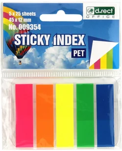 D RECT Zakładki indeksujące 45x12/25 5kol neon PP - Zakładki indeksujące - miniaturka - grafika 1
