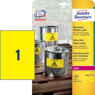 Avery Zweckform etykiety 210mm x 297mm A4 żółte L6111-20 - Etykiety do drukarek - miniaturka - grafika 3