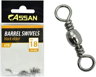 Assan Krętliki Baryłkowe Krętlik 10szt r 18/8 kg - Inne akcesoria dla wędkarzy - miniaturka - grafika 1