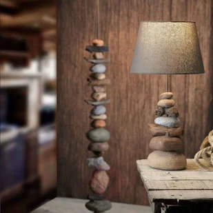ONLI Lampa stołowa Vera, klosz z tkaniny i kamień, 55cm - Lampy stojące - miniaturka - grafika 2