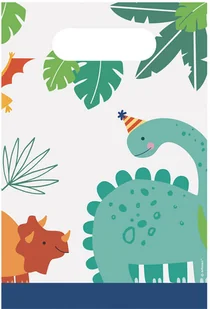 AMSCAN Torebki prezentowe Dinozaury - 8 szt. 9906578 - Urodziny dziecka - miniaturka - grafika 1