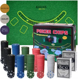 Poker Duży Profesjonalny Zestaw do gry pokera Mata - Zestawy do pokera - miniaturka - grafika 1