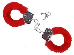 Party Deco Kajdanki czerwone z futerkiem - 1 szt. KJD-007 - Walentynki - miniaturka - grafika 1